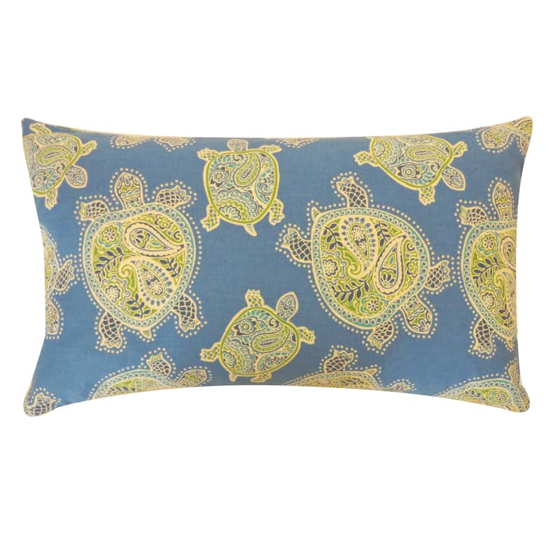 Jiti Indoor Tropical Summer Turtle Patterned Cotton Accent Rectangle Lumbar Pillows Cushion for Sofa Chair 12 x 20 - Blue/Green