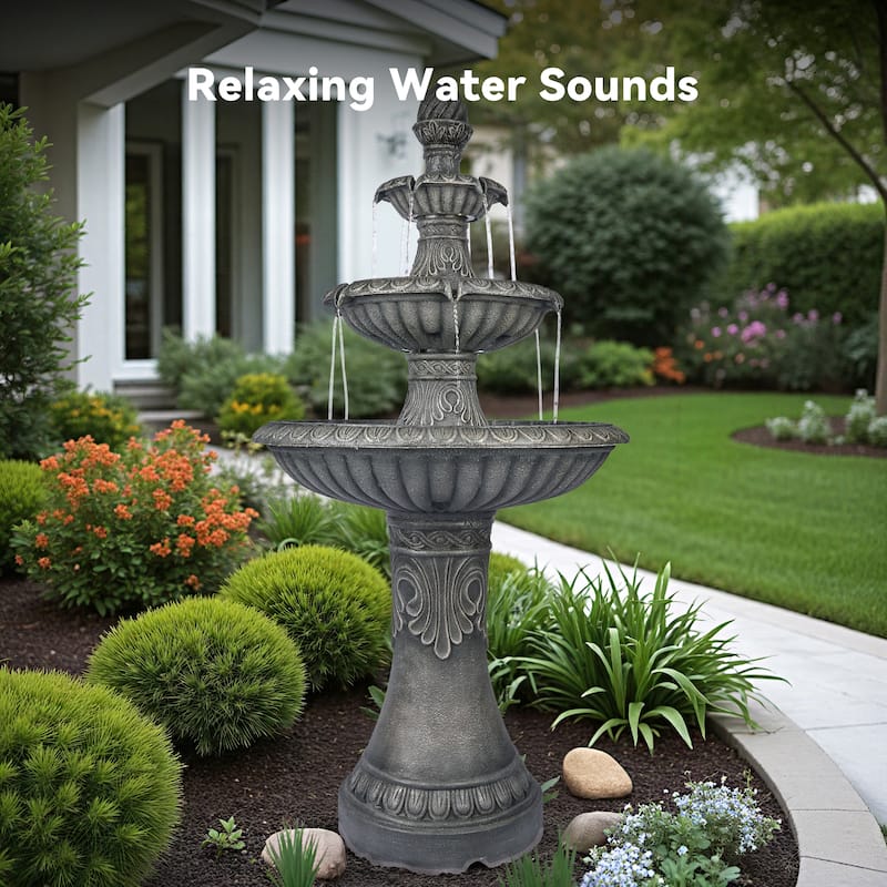 Classic Bird Bath 3-Tier Water Fountain Weather Resistant with Pump