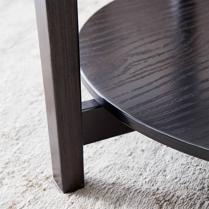 black coffee table with shelf,glass top