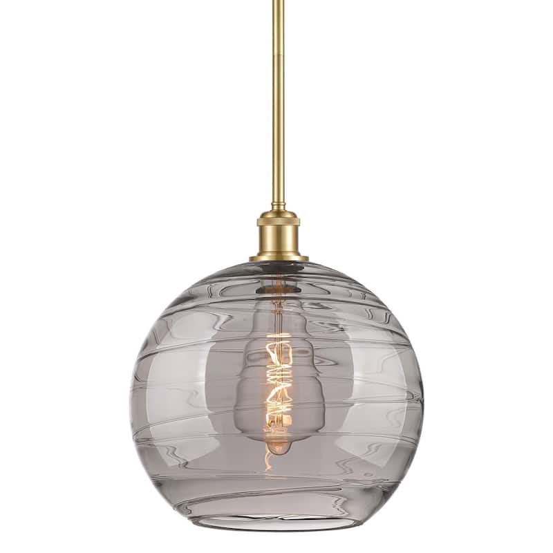 Innovations Lighting 516-1S-14-12 Athens Deco Swirl Pendant Athens - Satin Gold / Light Smoke Deco Swirl