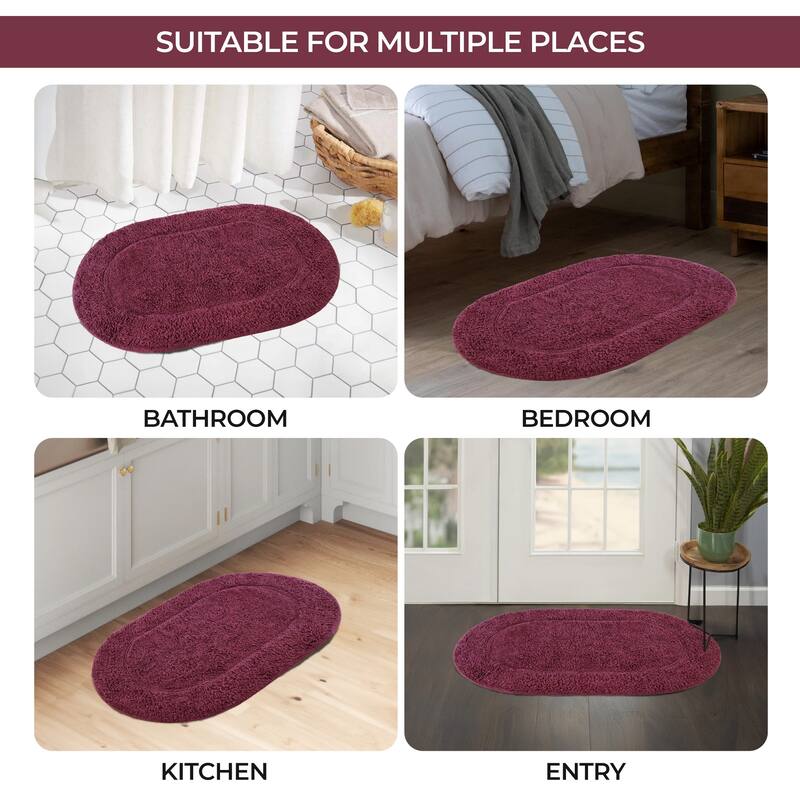 Superior Cotton Non-slip Oval Bath Rug - (Set of 2) - On Sale ...
