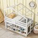 preview thumbnail 3 of 8, Modern Twin Wood House Loft Kid Bed with Roof,Shelves,Guardrail,Ladder