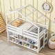 preview thumbnail 10 of 15, Twin House Loft Bed with Roof Frame, Under Bed Shelving Storage Unit, Guardrails, Ladder White