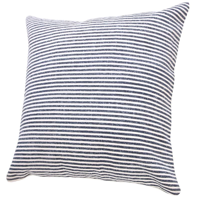 Handwoven Striped Square Cotton Throw Pillow Cover - 20" - Blue and White