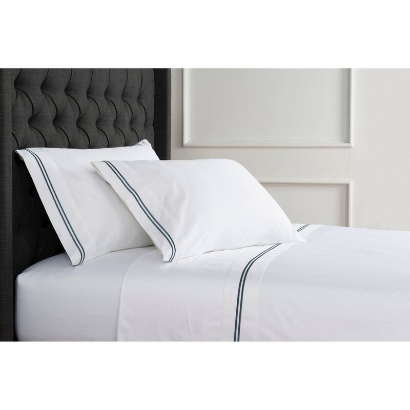 Home Sweet Home Collection 600 Thread Count Cotton 2 Stripe Embroidery Bed Sheet Set