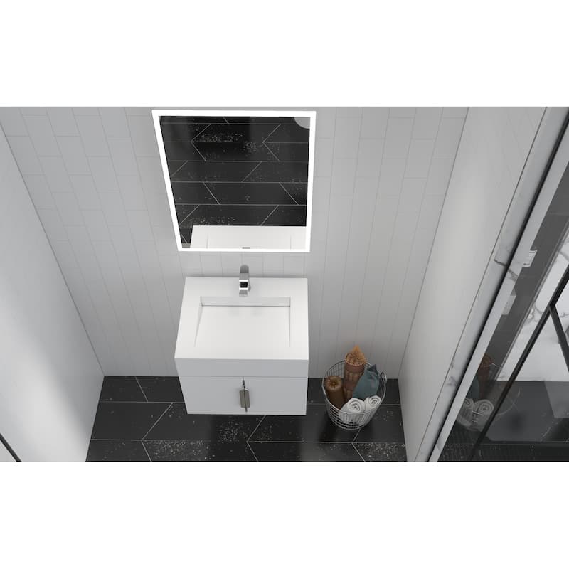 Nile 24-Inch Wall Mounted Bathroom Vanity Set w/ White Top