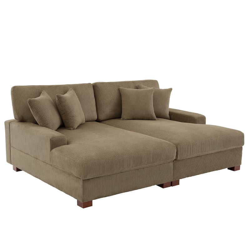 Corduroy Modular Couch Sectional Chaise Lounge Sofa