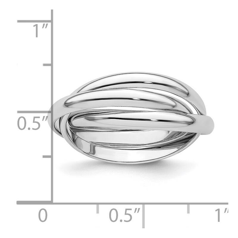 Curata 14k White Gold Hollow Polished Rolling Ring