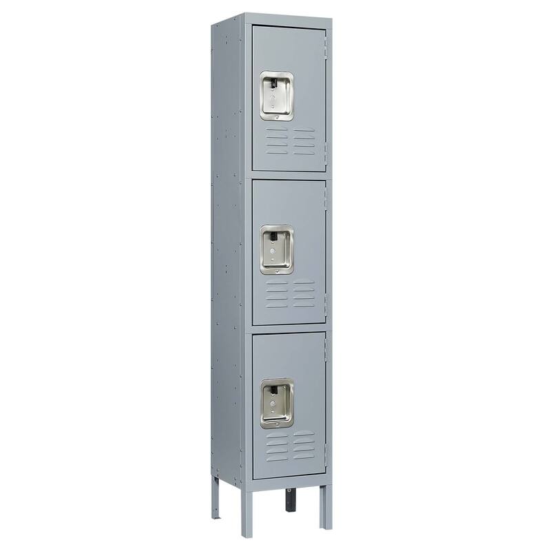 3-Door 66"H Metal Storage Locker Cabinet With Lock