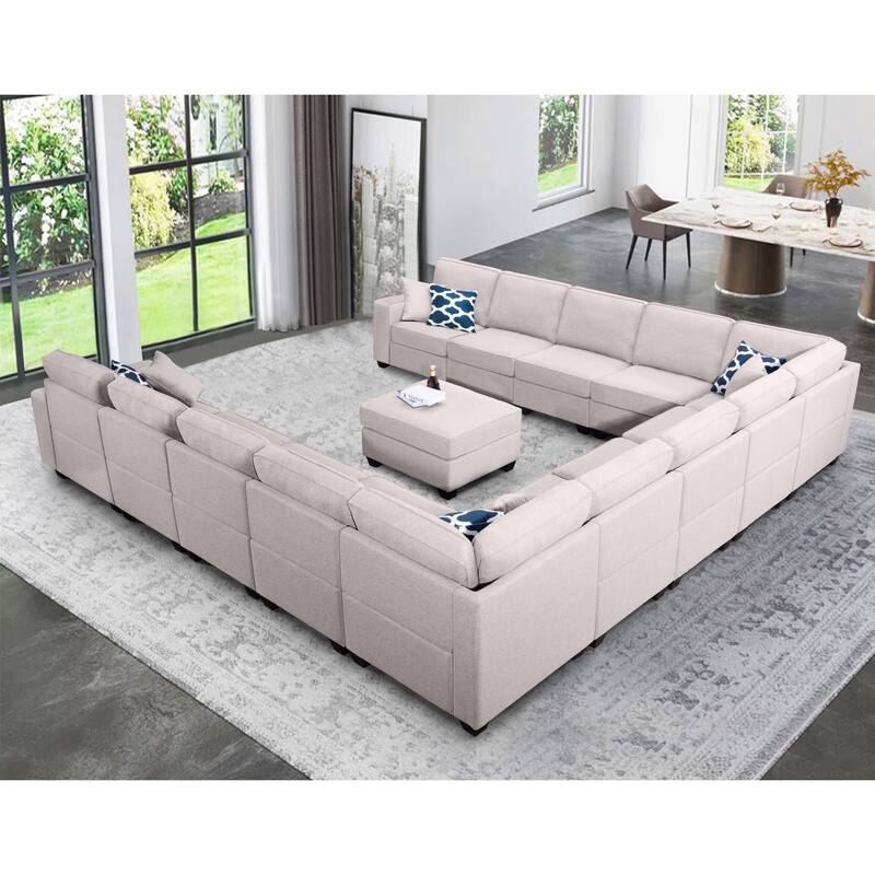 Flexible Combination Module Reversible Sectional Sofa with Ottoman