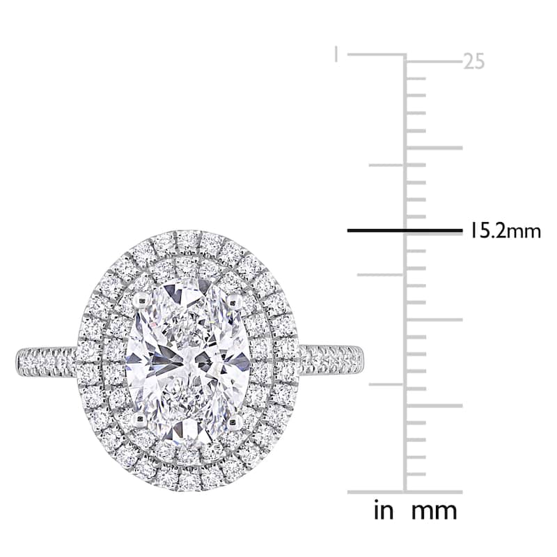 2 1/2ct TW Oval Lab-Grown Diamond Double Halo Engagement Ring in 14k White Gold