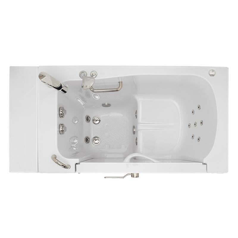 Ella Transfer 32 Acrylic Hydro Massage Walk-In Bathtub & Left Outward Swing Door 2 Piece Fast Fill Faucet 2" Dual Drain