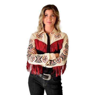 Cowgirl Tuff Western Shirt Womens L/S Print Fringe Specialty 100629