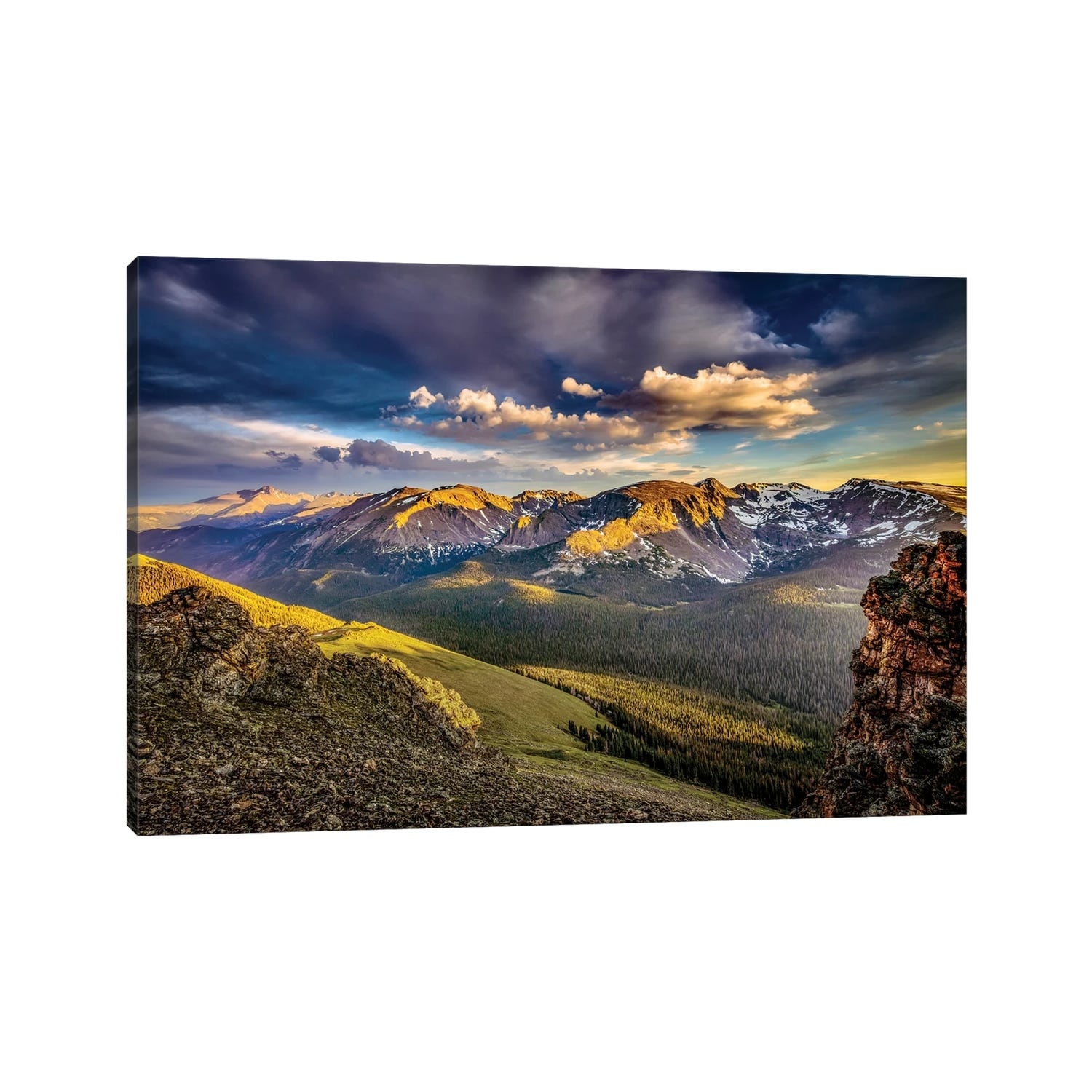 iCanvas "USA, Colorado, Rocky Mountain National Park. Mountain and valley landscape at sunset." by Jaynes Gallery Canvas Print