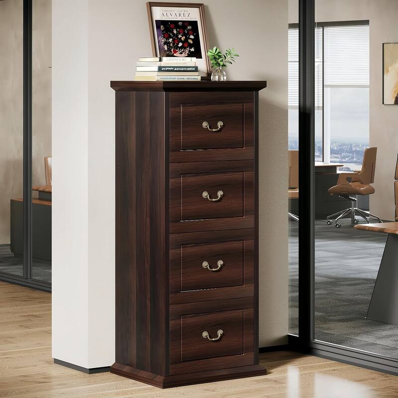 51-Inch Tall 4-Drawer File Cabinet Wood Vertical Storage Cabinet for Home Office A4/Letter/Legal Files