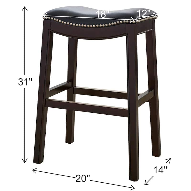 Julian 31" Espresso Bar Stool with Black Faux Leather Seat