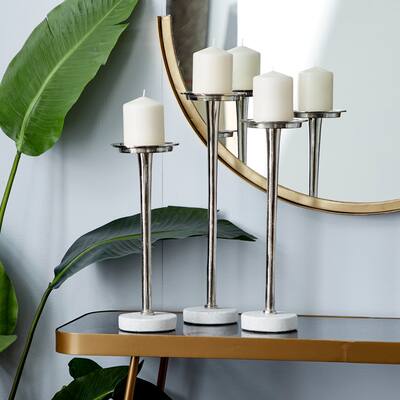 Silver Terrazzo Modern Candle Holder (Set of 3) - S/3 13", 15", 17"H