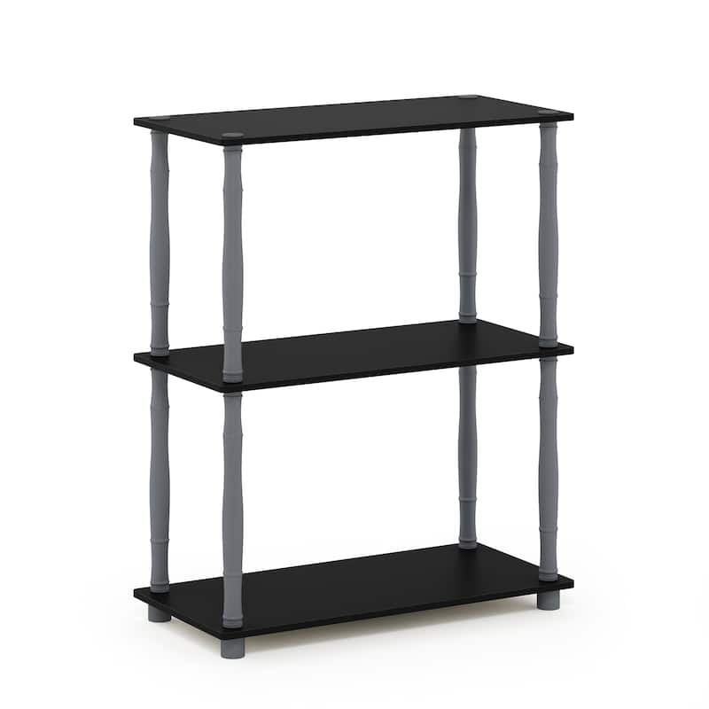 3 Tiers Wood Household Shelving Unit in Black/Grey (23.6 in. W x 29.5 in. H x 11.4 in. D) - 23. 6
