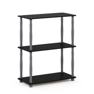 3 Tiers Wood Household Shelving Unit in Black/Grey (23.6 in. W x 29.5 in. H x 11.4 in. D) - 23. 6