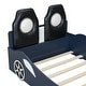 preview thumbnail 37 of 39, Wood Twin Size Race Car-Shaped Kids Platform Bed with LED and Upholstered Backrest, Bedroom Floor Bed Wood Frame for Kids Teens