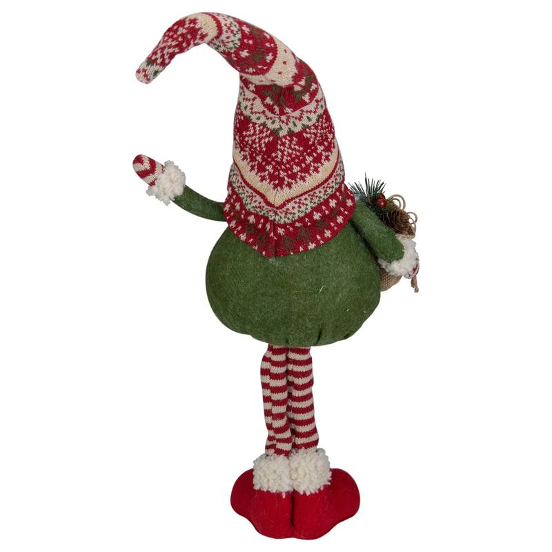27" Red and Green Standing Gnome Tabletop Christmas Decoration with Gift Bag