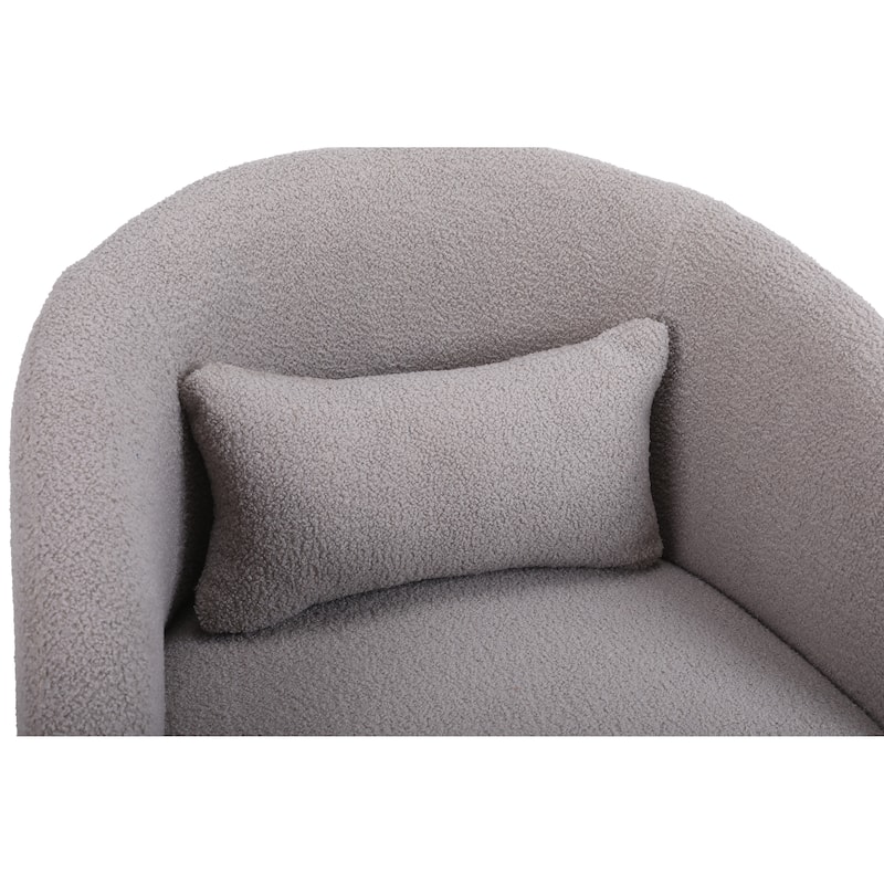 Grey Faux Fur 26.4" Swivel Round Barrel Chair