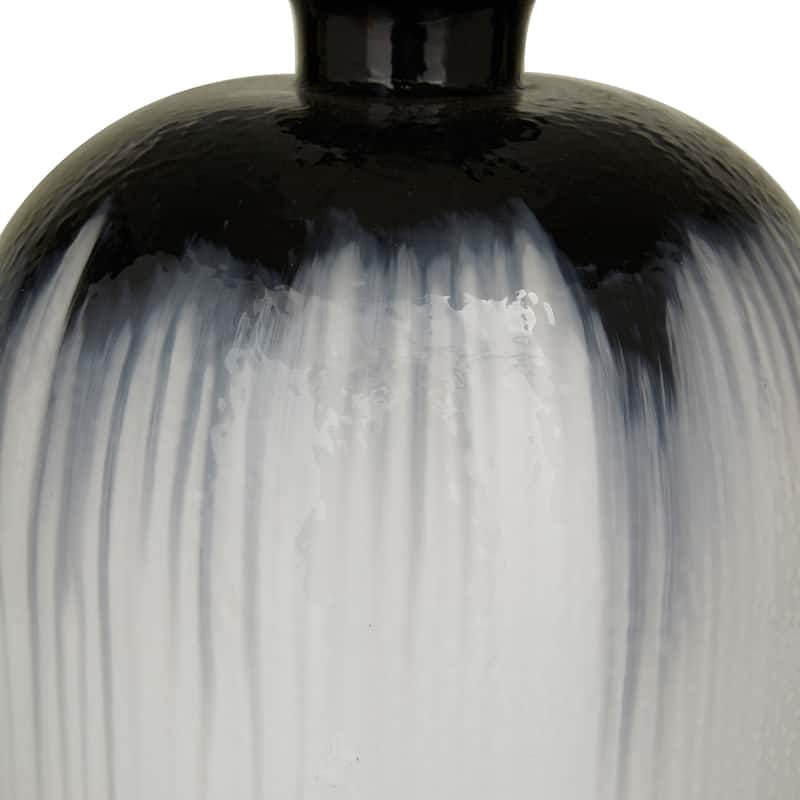 White Glass Gourd Style Base Room Table Lamp with Drum Shade