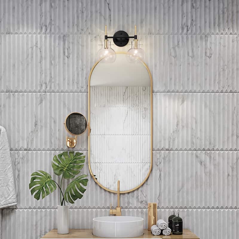 Layla 14 Inch Clear Glass Design Wall Sconces with 2 Light - N/A