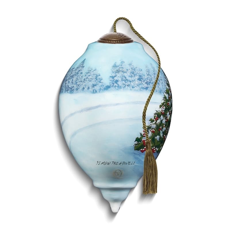 Curata Woodland Cardinalsl Hand-Painted Glass Ornament
