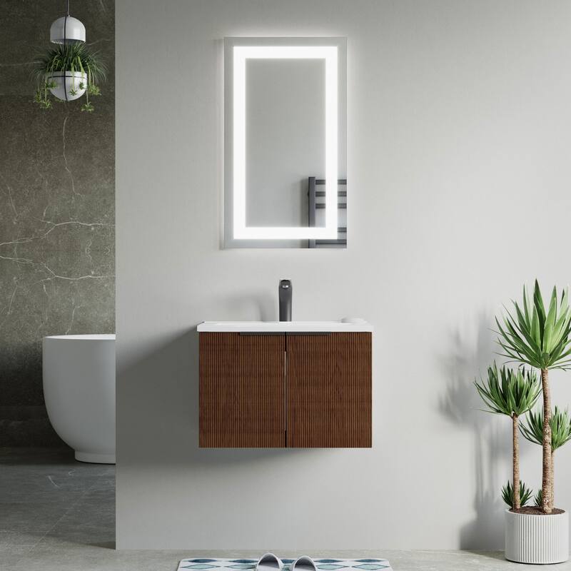 Dillon 24" Single Vanity Set - Walnut with Ceramic Basin
