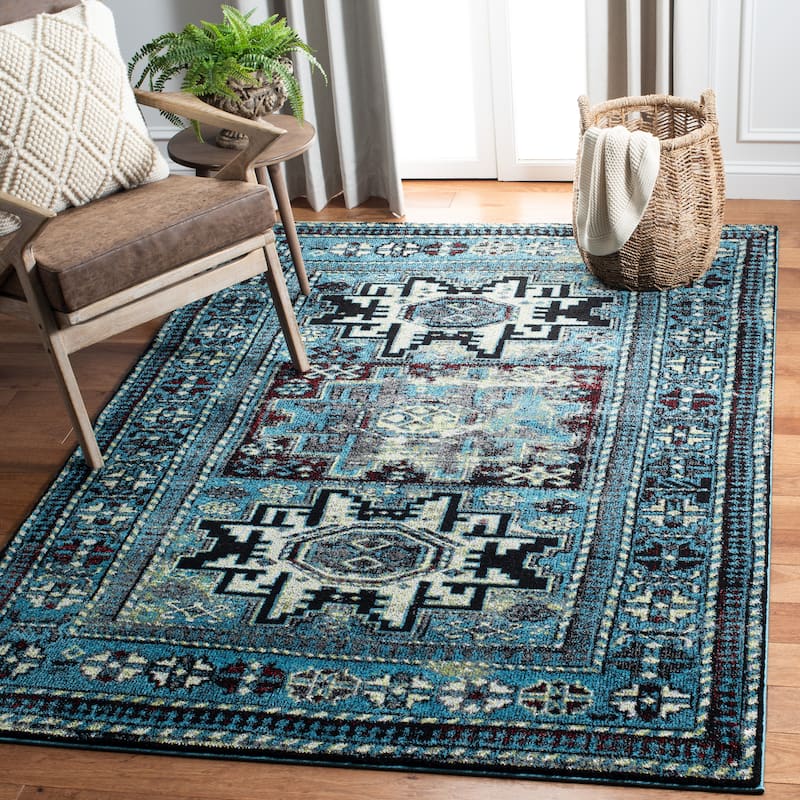 SAFAVIEH Vintage Hamadan Gody Oriental Distressed Rug - 2'3" x 4' - Light Blue/Black