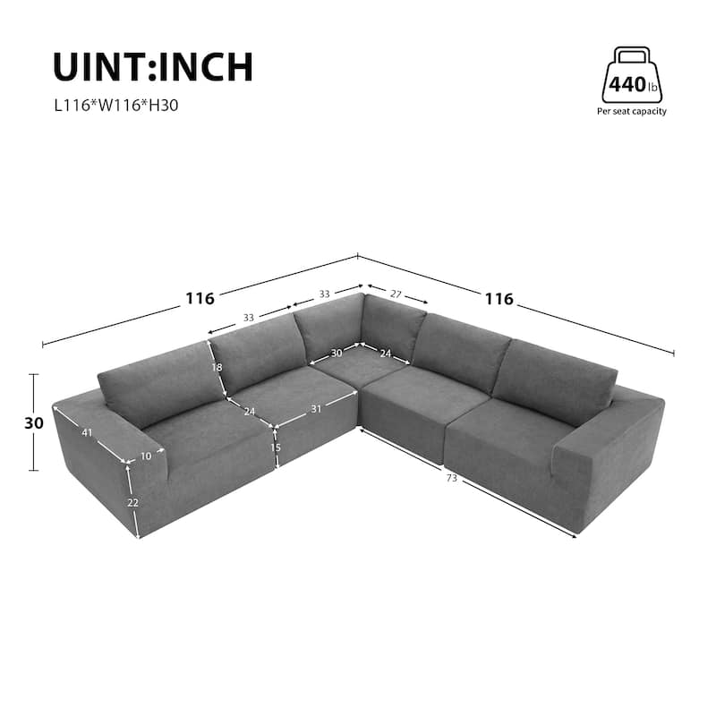 Modular L Shaped Sectional Sofa,Luxury Floor Couch Set,Upholstered Indoor Furniture,Foam-Filled Sleeper Sofa Bed
