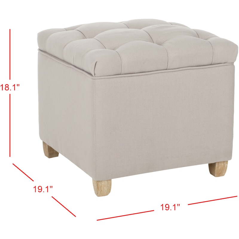SAFAVIEH Rikki Taupe Tufted Storage Ottoman