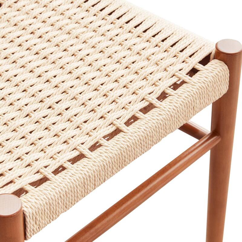 Dining Chairs Set of 2, Woven Rope Seat with Sturdy Metal Frame, Mid Century Modern Dining Room Chairs for Kitchen