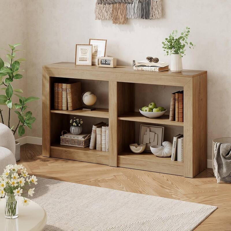 59-Inch Farmhouse Console Hallway Table for Entryway, Wood Console Behind Couch - 59.1" L x 13.8" W x 33.5" H