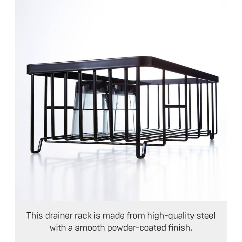 Yamazaki Home Wire Dish Rack, Steel, Holds 17.6 lbs - L 9.06 x W 16.54 x H 6.69 inches