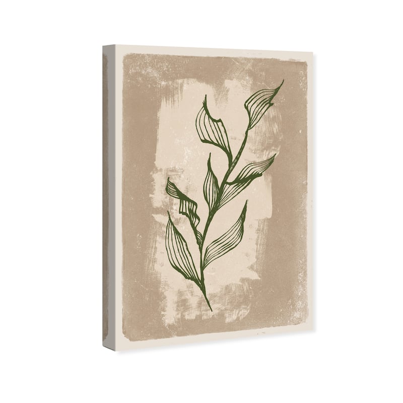 Wynwood Studio Canvas Floral and Botanical Illustrated Leaves II Green and Light Brown Rustic Wall Art Canvas Print