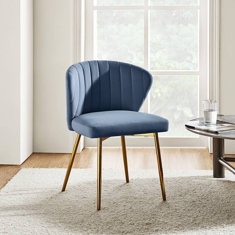 Aruna 20" Modern Velvet Tufted Back Accent Chair with Metal Legs by HULALA HOME
