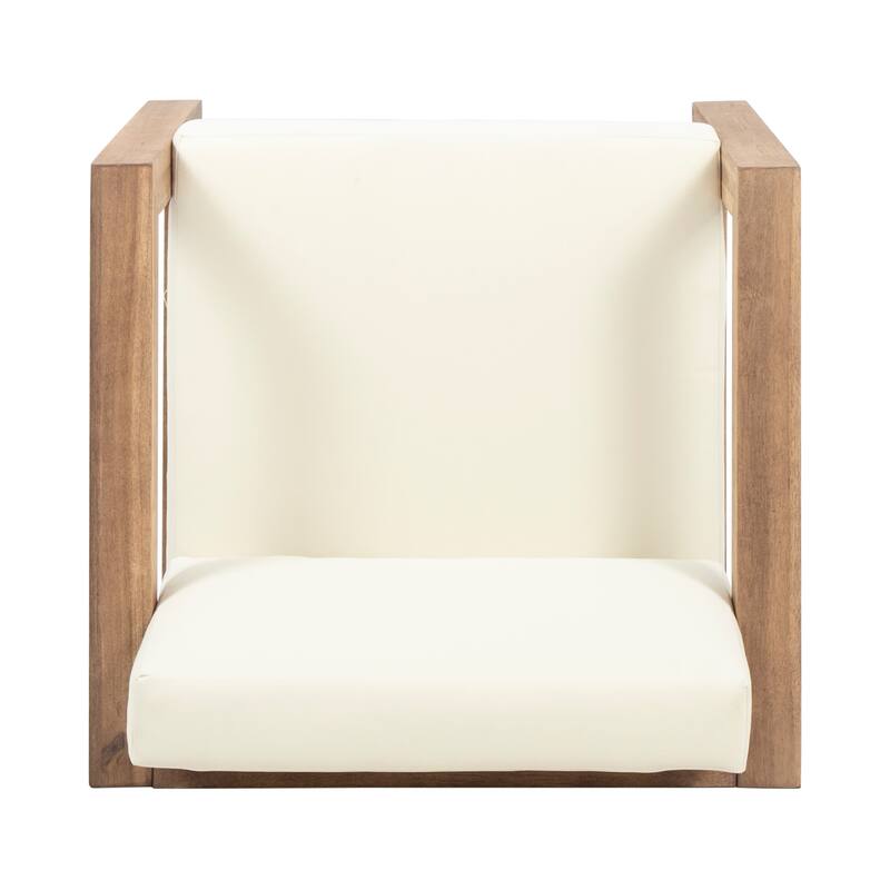 Genser Outdoor Wooden Club Chairs with Cushions by Christopher Knight Home