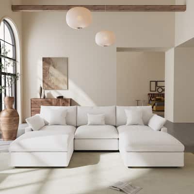 Modular Sectional Sofa Cloud Couch, 119.29" Oversized U Shaped Couch with Chaise Ottomans for Living Room