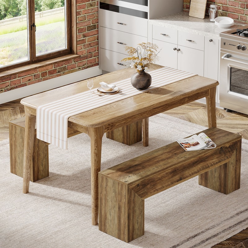 Farmhouse Wooden Bench for Entryway Dining Room