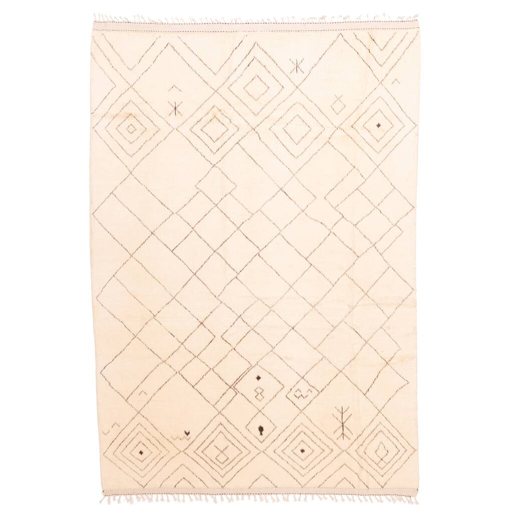 ECARPETGALLERY Hand-knotted Pak Finest Marrakesh Cream Wool Rug - 7'1 x 9'8