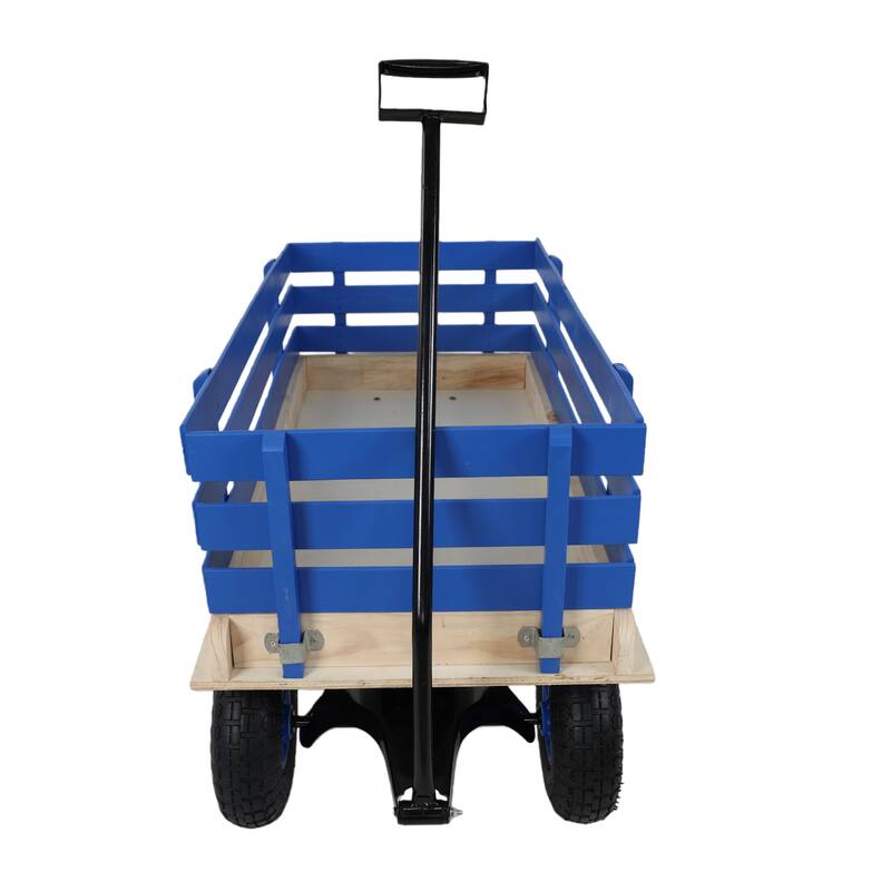 Fresh blue wooden household trolley for children's toy transportation/garden tool cart/outdoor portable trolley