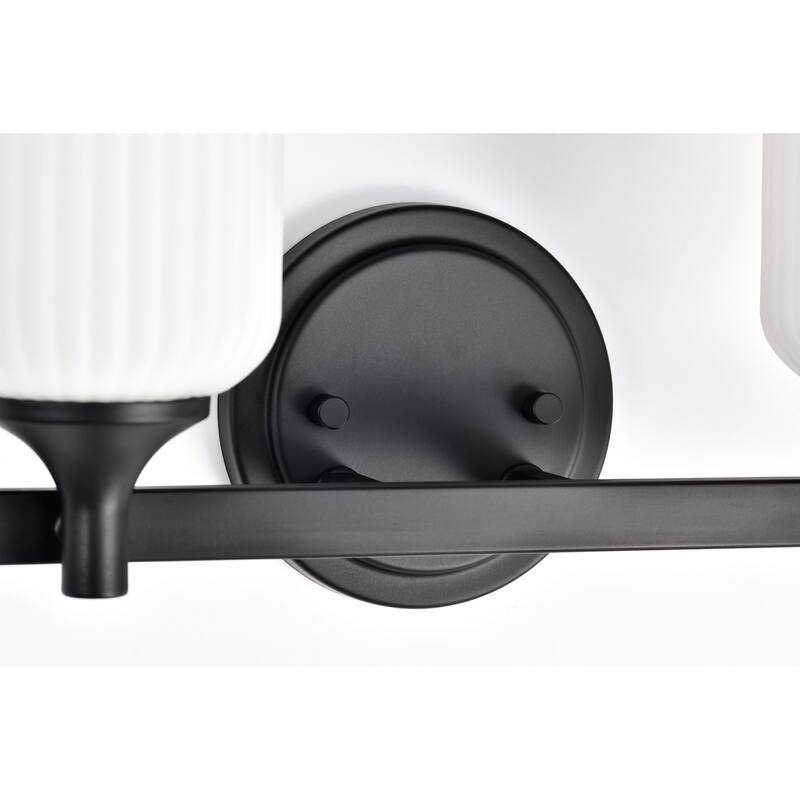 Solara 2 Light Vanity Matte Black Finish Frosted Ribbed Glass - Matte Black