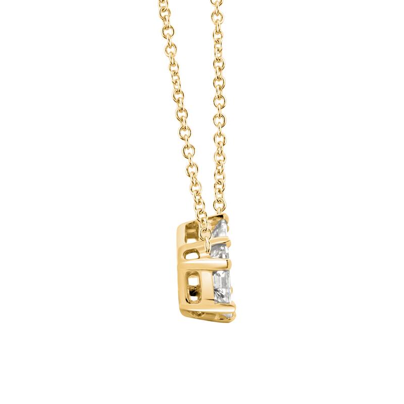 Auriya 14k Gold 1/2ctw Emerald Cut Solitaire Diamond Necklace (E-F, VS1-VS2) - White