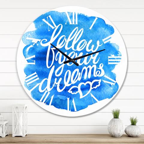 Designart 'Follow Your Dreams I' Modern wall clock