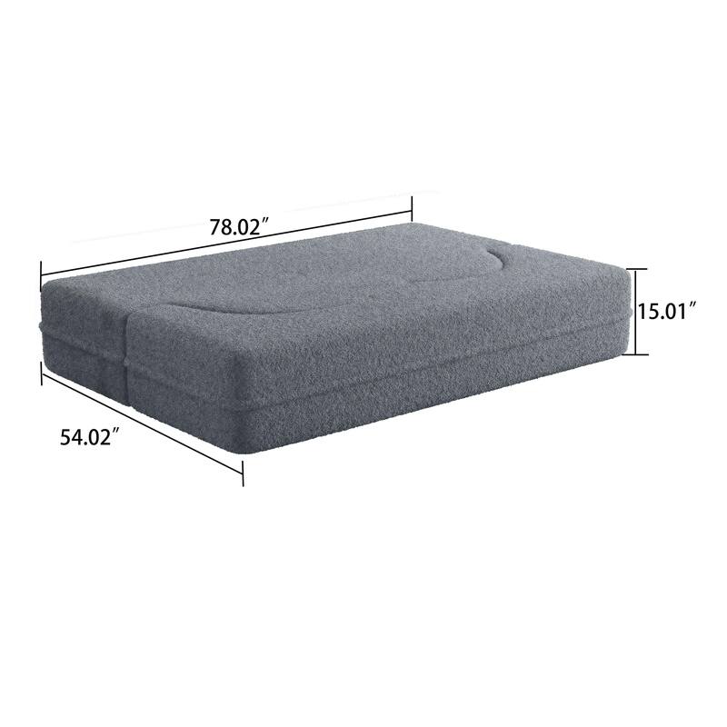 Modern Minimalist Compressed Upholstered Convertible Two-Seater Sofa Bed with 2 Pillows