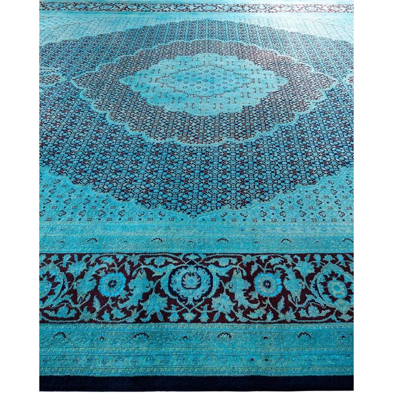 Overdyed, One-of-a-Kind Hand-Knotted Area Rug - Blue - 11' 10" x 15' 4"