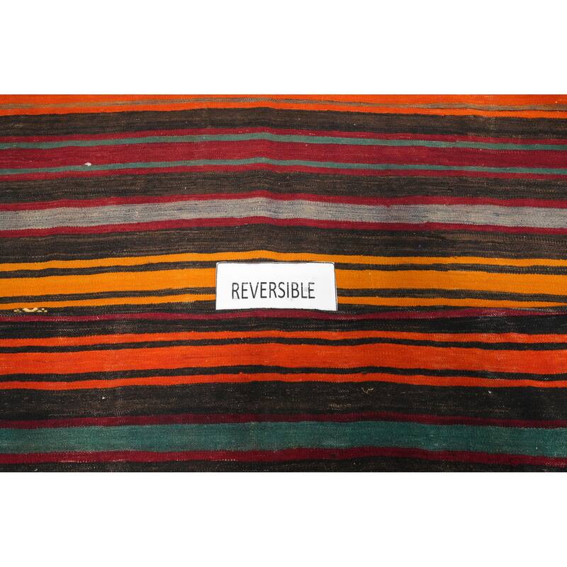 Hand Woven Oriental 100% Wool Carpet Southwestern Geometric Multi-Colored Kilim Area Rug - 10' 9'' X 6' 6''