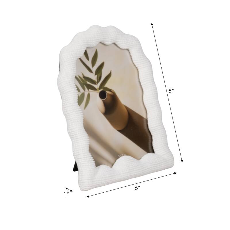Resin Sculptured Wavy Arch Photo Frame - White